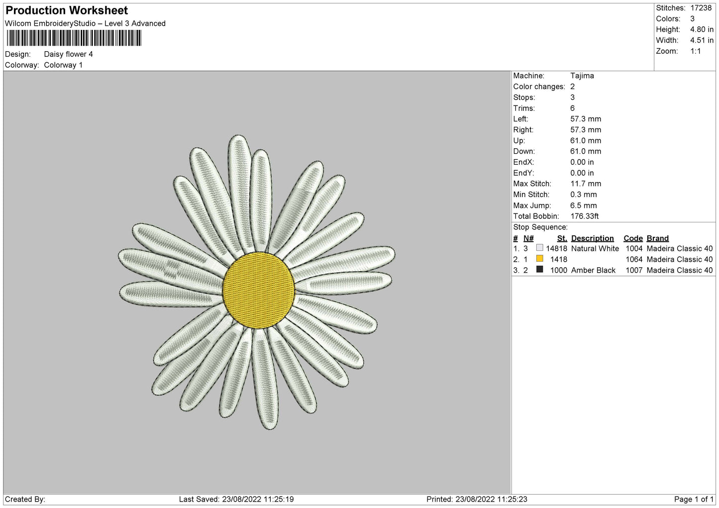 Daisy Flower Embroidery File 6 sizes