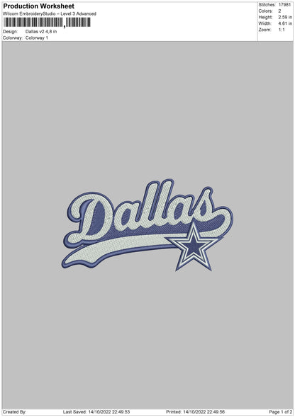Dallas V2 Embroidery File 6 sizes