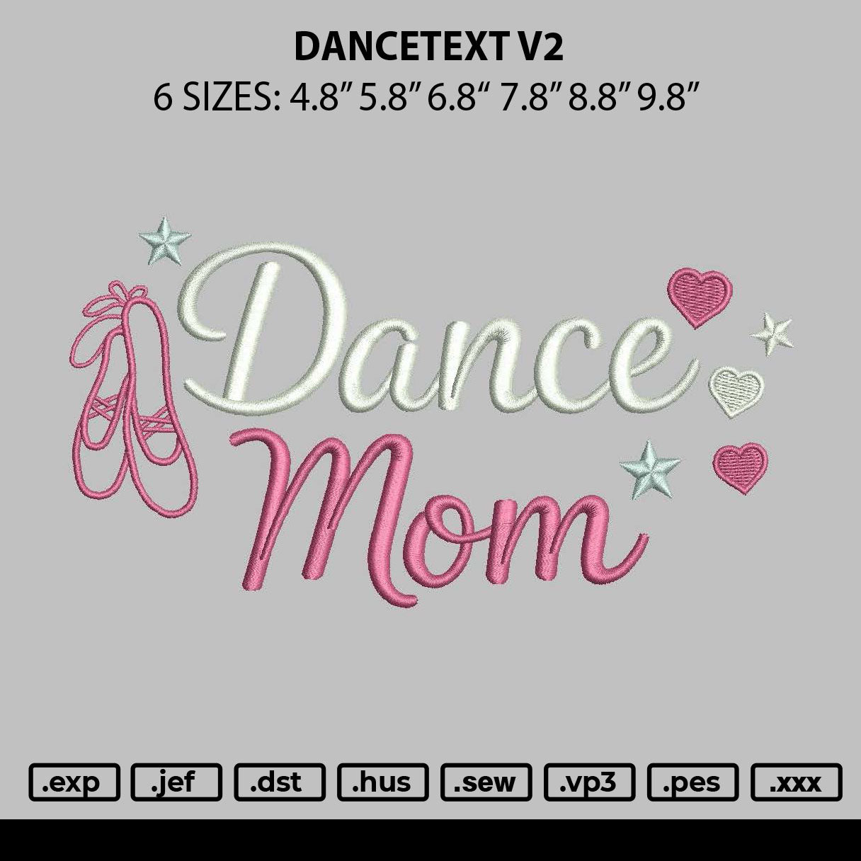 Dancetext V2 Embroidery File 6 sizes