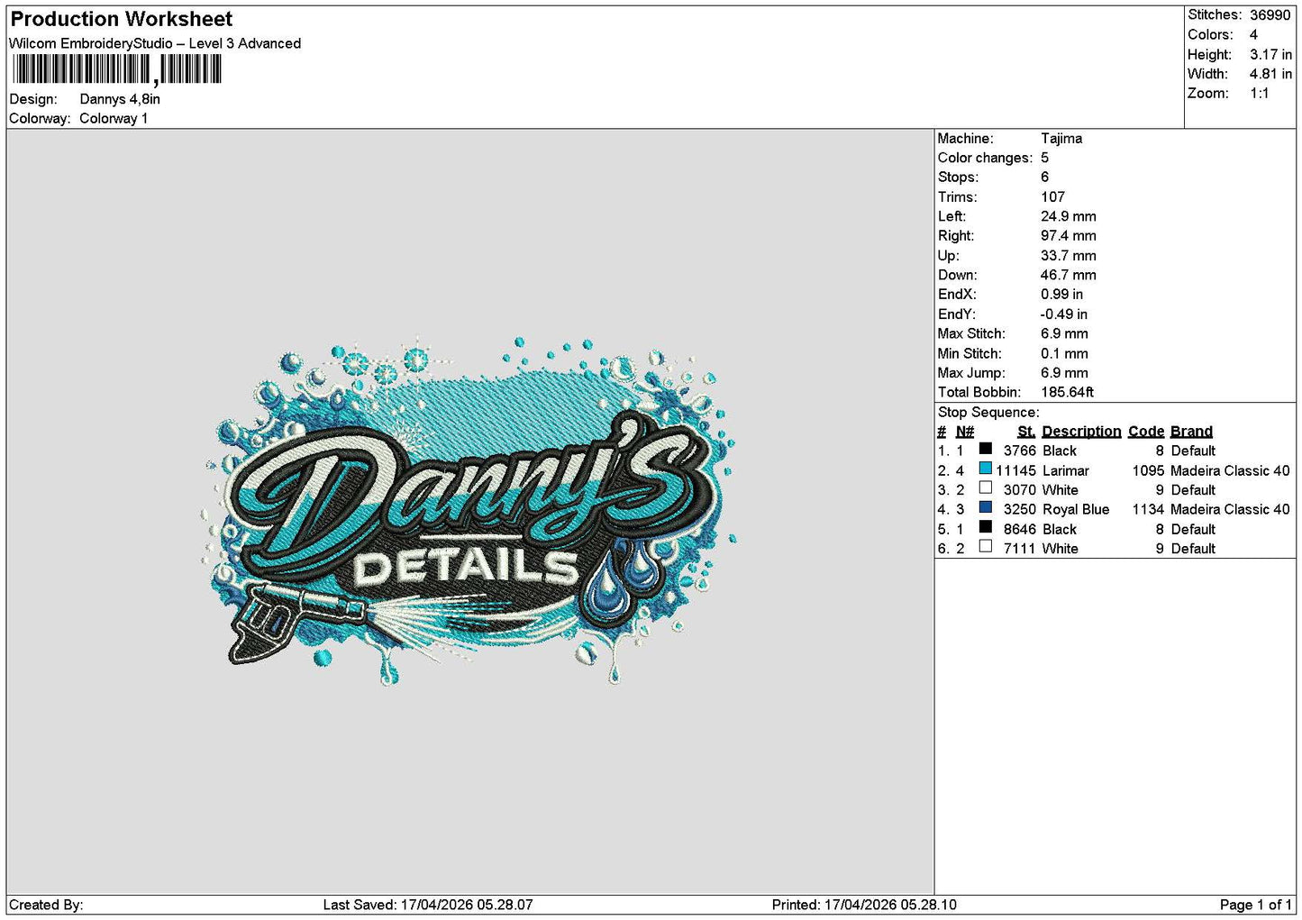 Dannystext Embroidery File 6 sizes