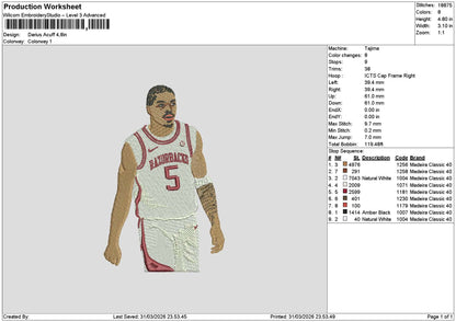 Player 5 Embroidery File 6 sizes