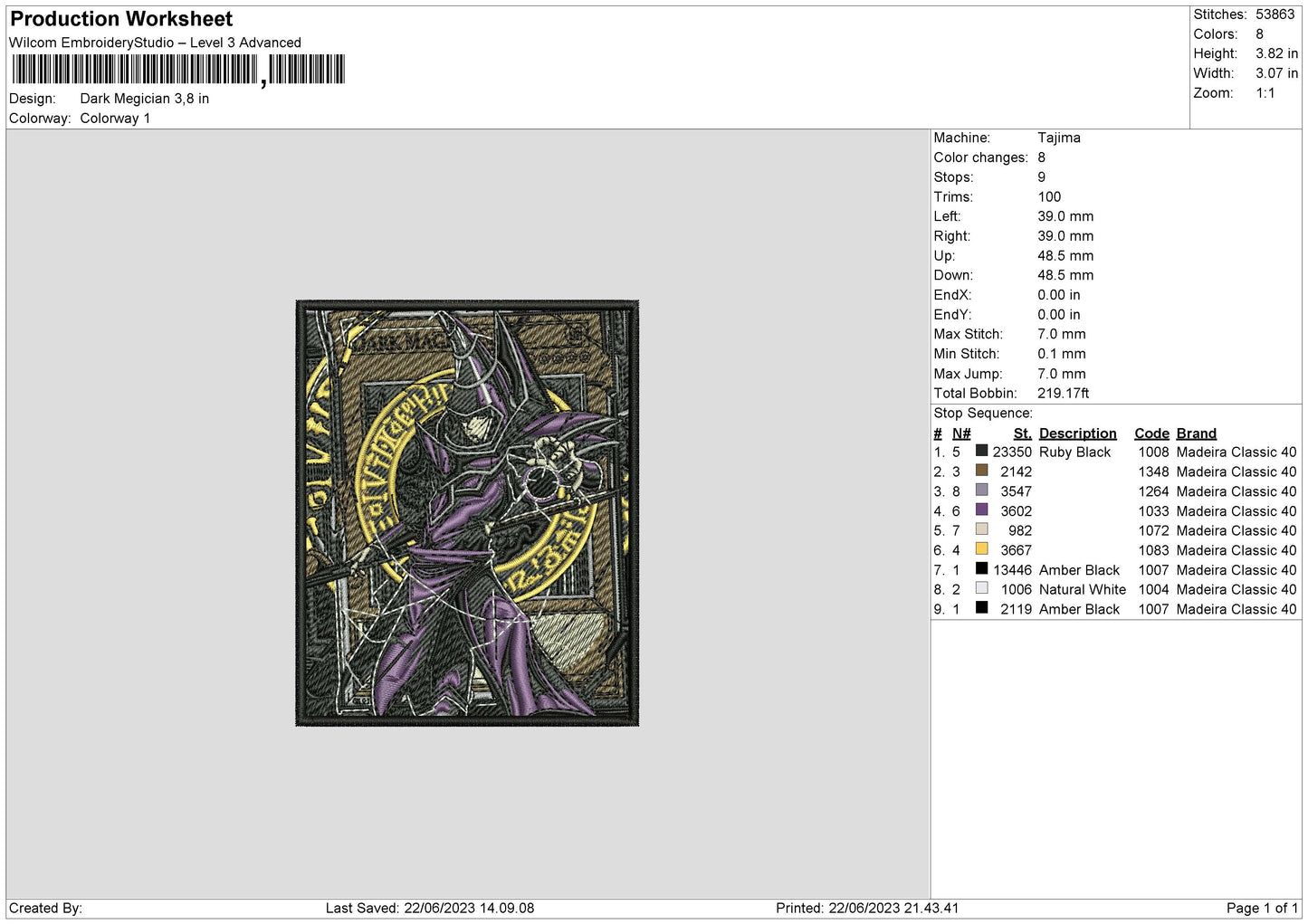 Dark Megician Embroidery File 6 sizes