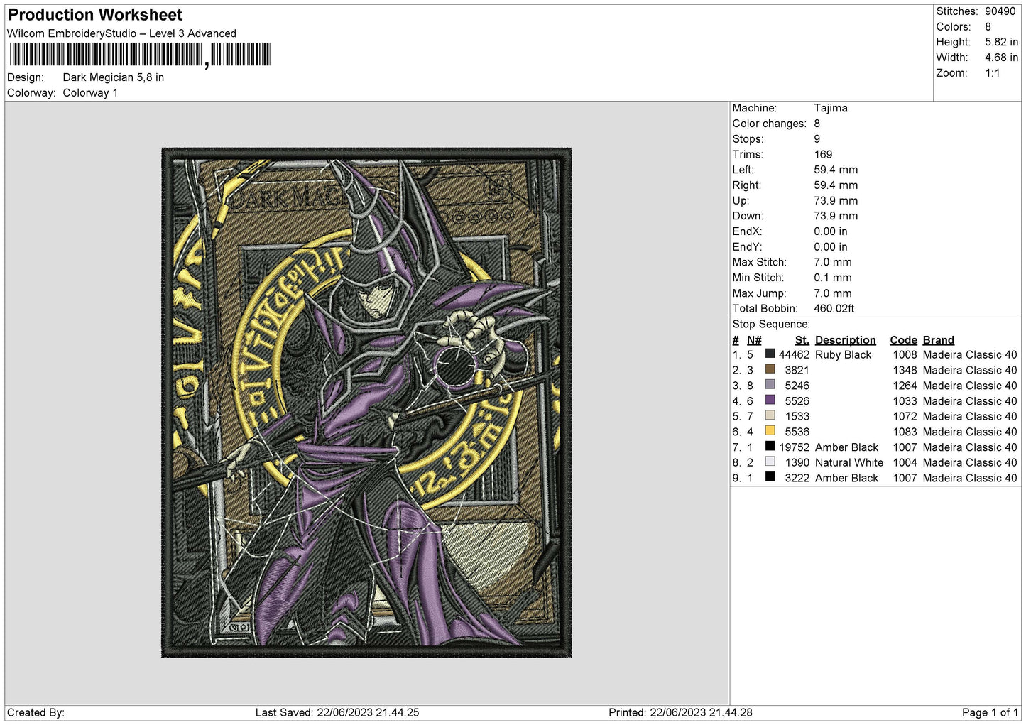 Dark Megician Embroidery File 6 sizes