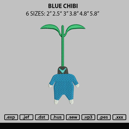Blue Chibi Embroidery File 6 sizes