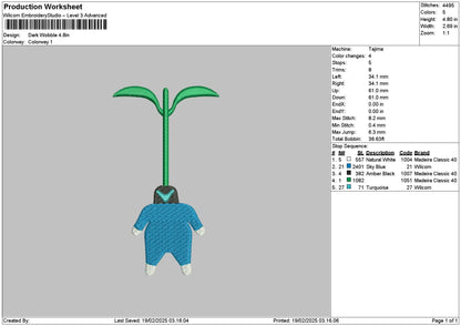 Blue Chibi Embroidery File 6 sizes