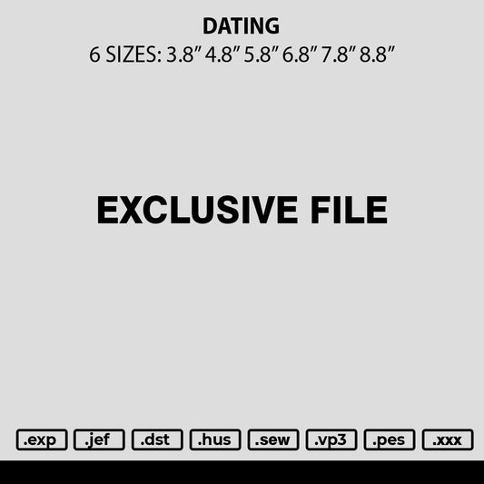 Dating Embroidery File 6 sizes