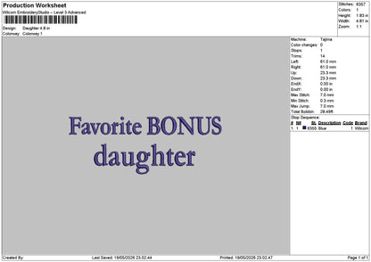 Daughtertext 1905 Embroidery Machine Design File 6 sizes