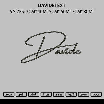 Davidtext Embroidery File 6 sizes