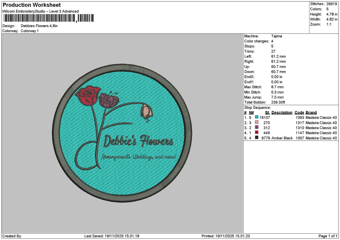 Debbiescircle Embroidery File 6 sizes