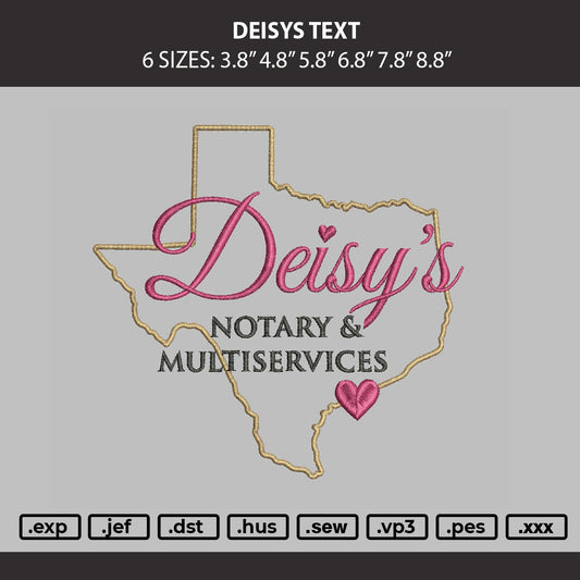 Deisys Text Embroidery Machine Design File 6 sizes