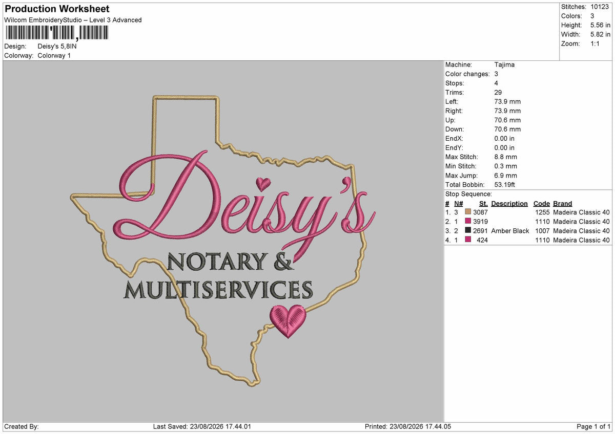Deisys Text Embroidery Machine Design File 6 sizes