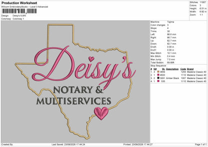 Deisys Text Embroidery Machine Design File 6 sizes