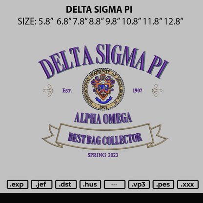 Delta Sigma Pi V2 Embroidery File 6 sizes