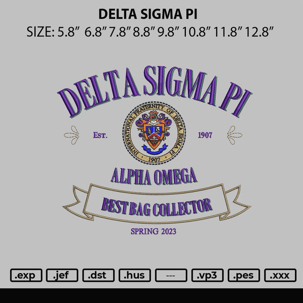 Delta Sigma Pi V2 Embroidery File 6 sizes