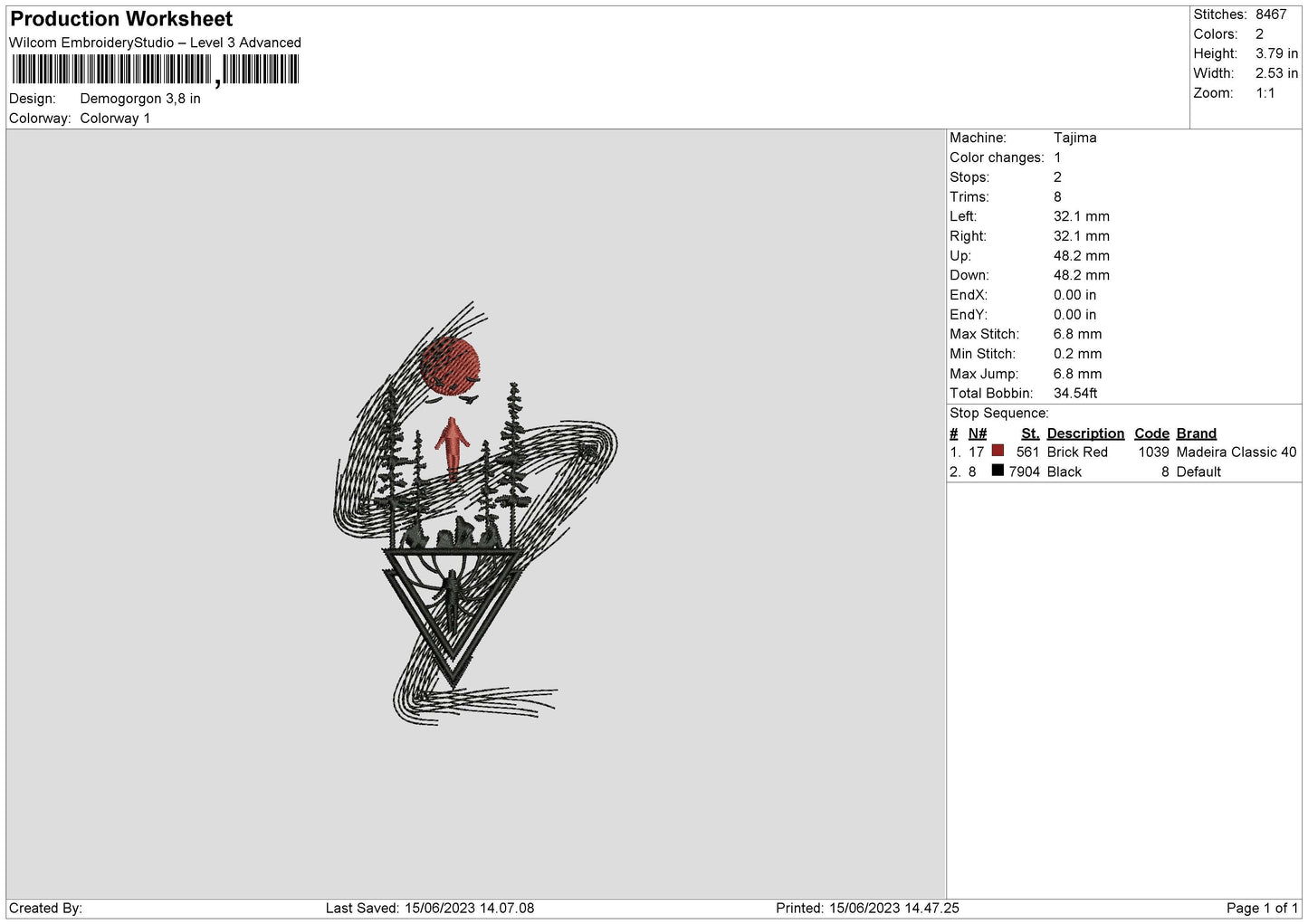 Demogorgon Embroidery File 6 sizes