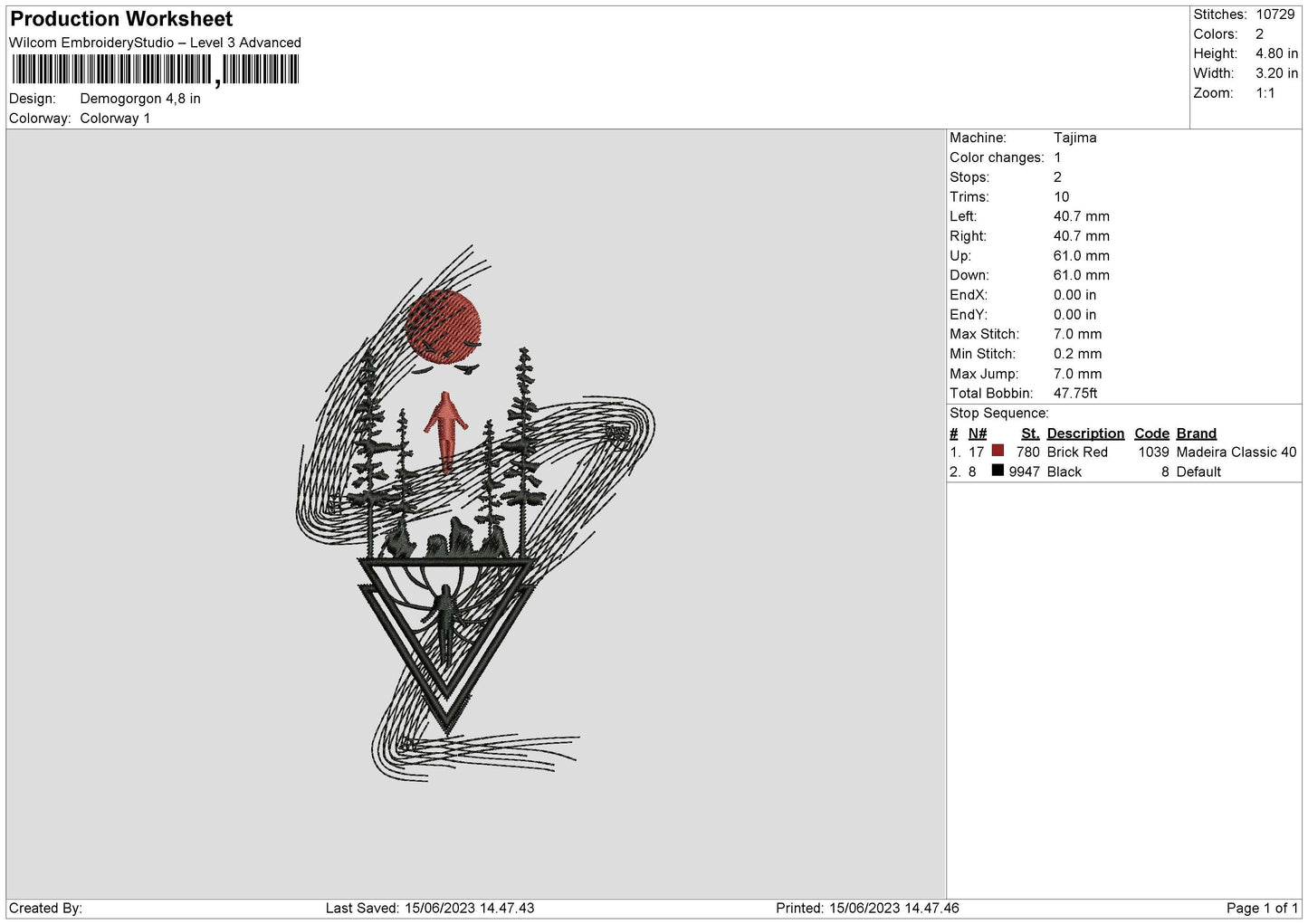 Demogorgon Embroidery File 6 sizes