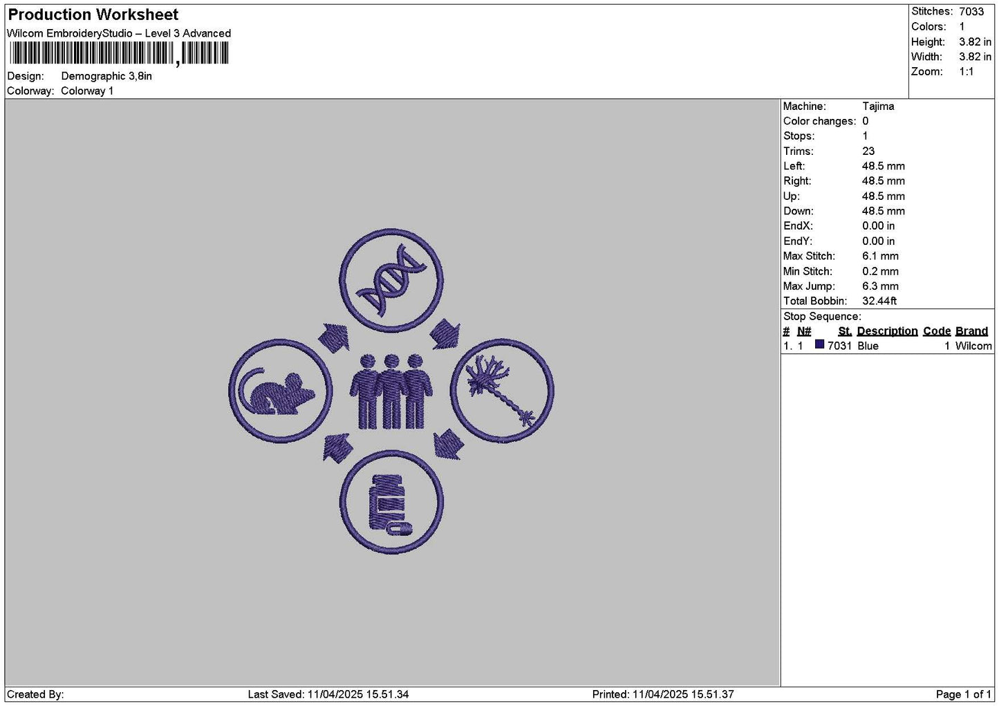 Demographic Embroidery File 6 sizes