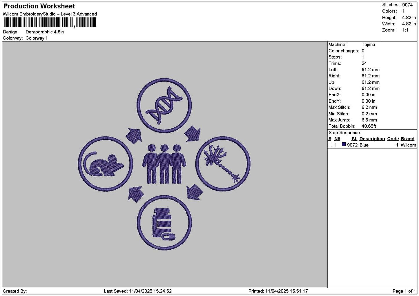 Demographic Embroidery File 6 sizes