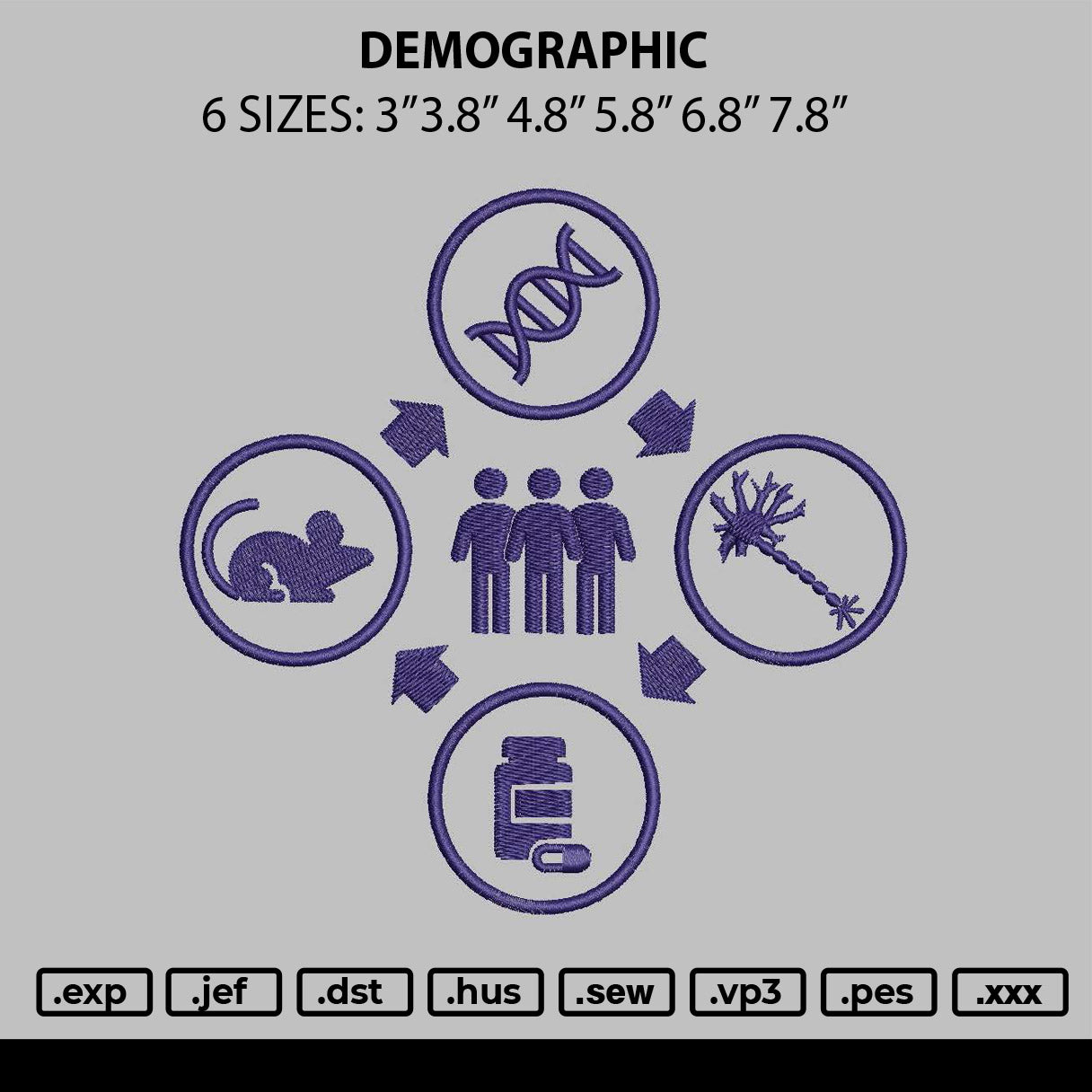 Demographic Embroidery File 6 sizes