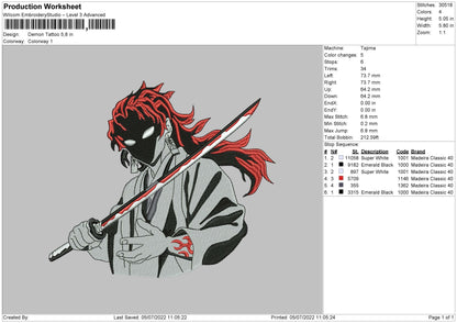 Demon Tattoo Embroidery File 4 sizes