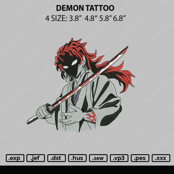 Demon Tattoo Embroidery File 4 sizes