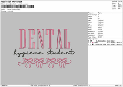 Dental Text Embroidery Machine Design File 6 sizes