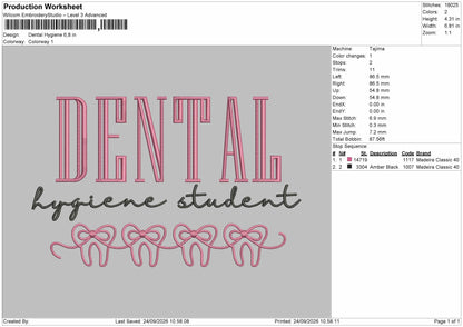 Dental Text Embroidery Machine Design File 6 sizes