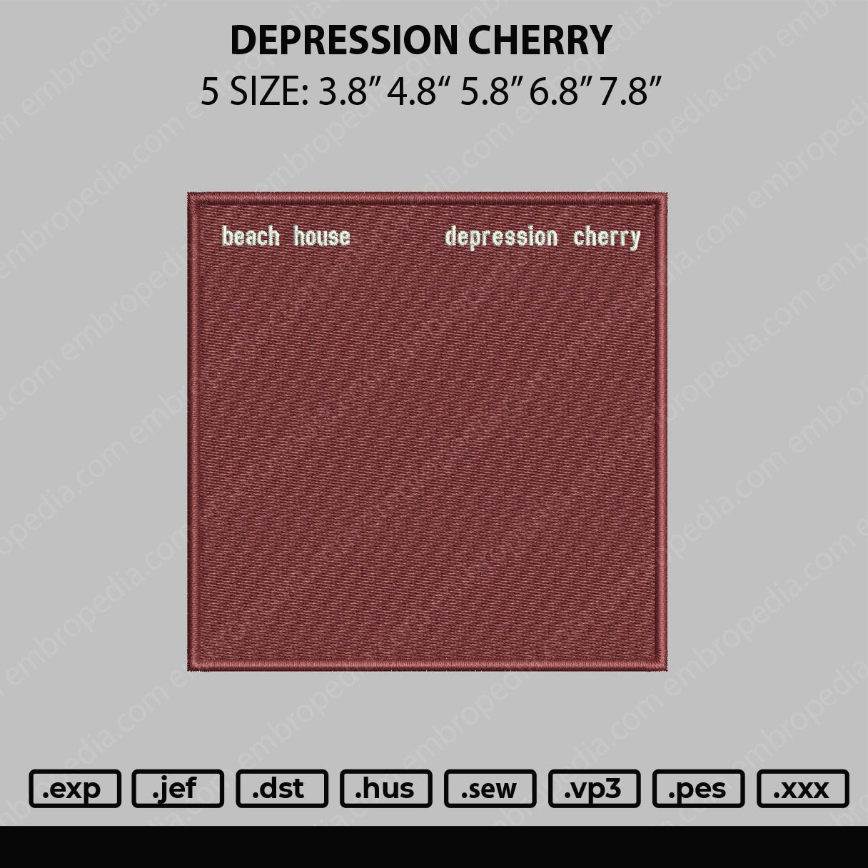Depression Cherry Embroidery File 5 sizes