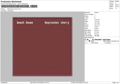 Depression Cherry Embroidery File 5 sizes