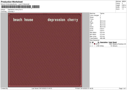 Depression Cherry Embroidery File 5 sizes