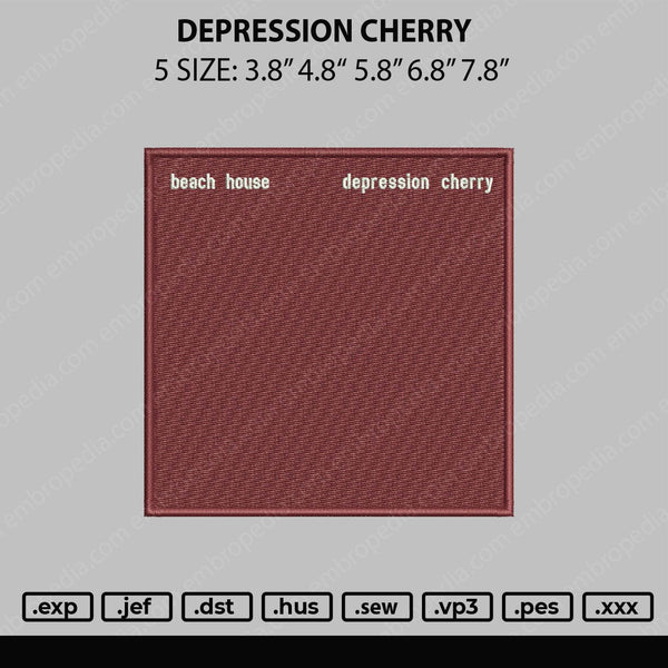 Depression Cherry Embroidery File 5 sizes