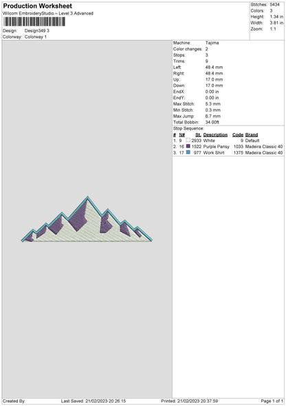 Mountain Embroidery File 6 sizes