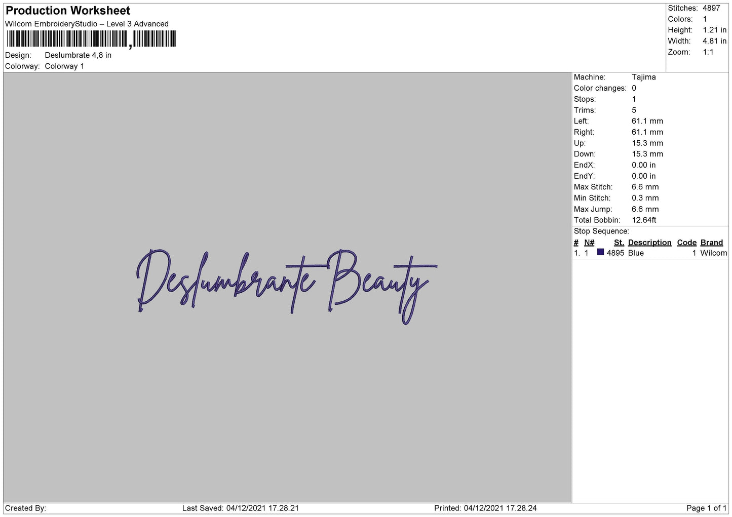 Deslumbrate Embroidery File 4 size