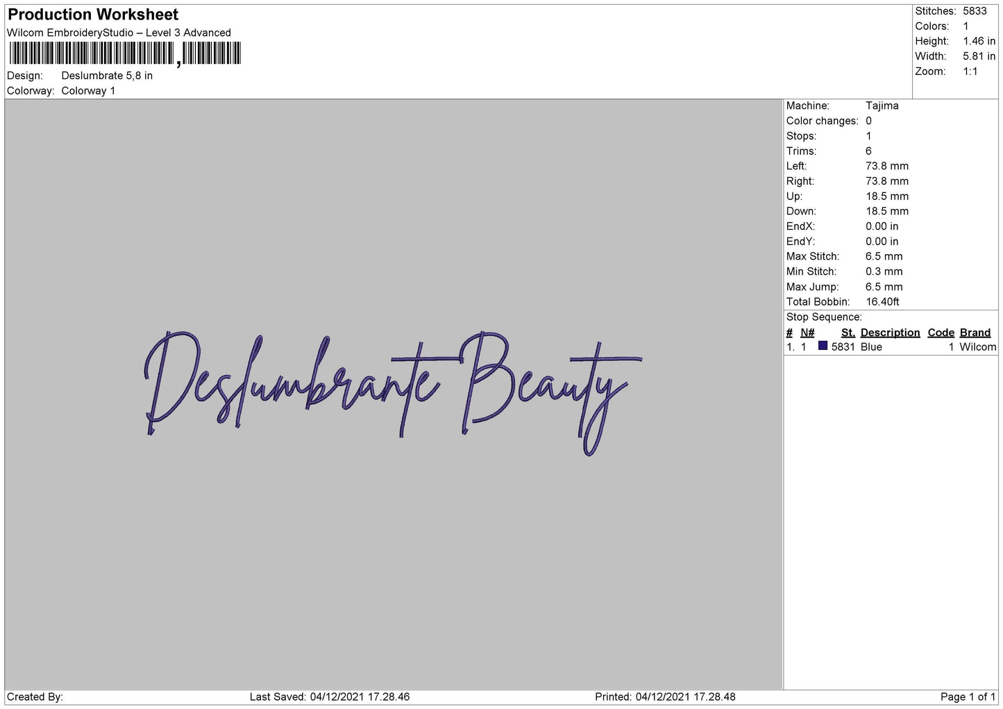 Deslumbrate Embroidery File 4 size