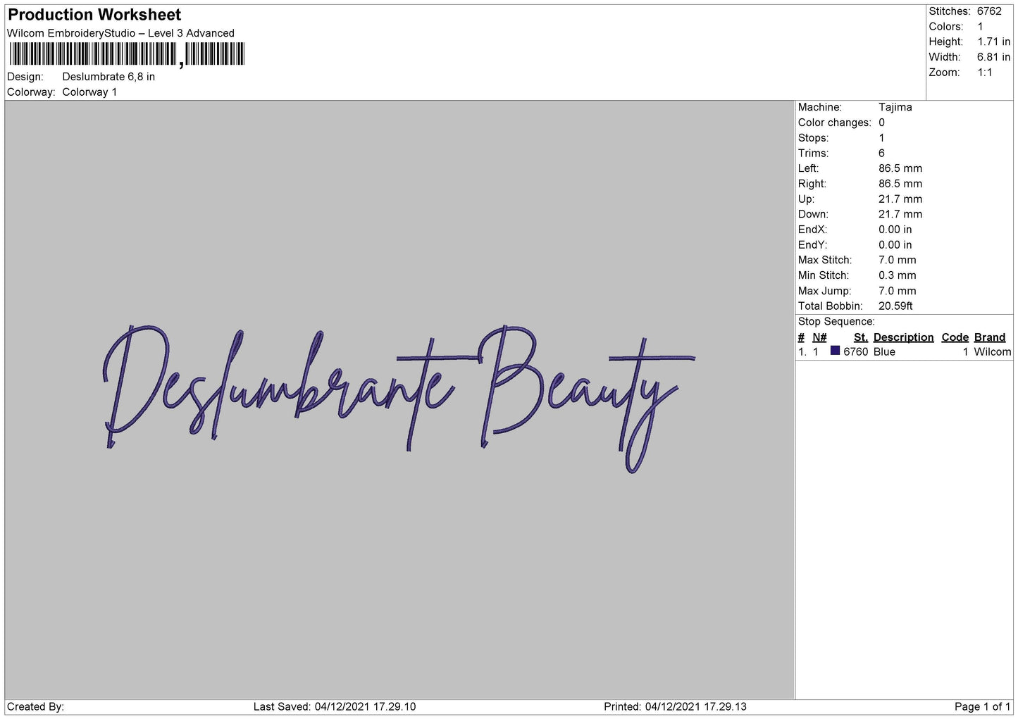 Deslumbrate Embroidery File 4 size