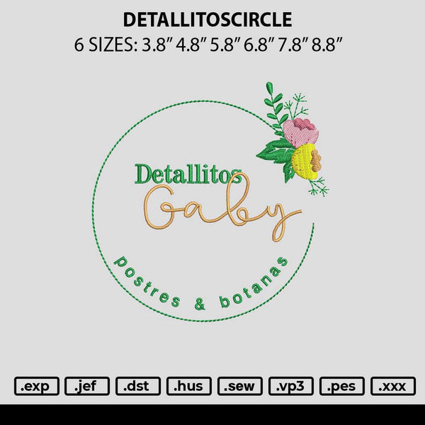 Detallitoscircle Embroidery File 6 sizes