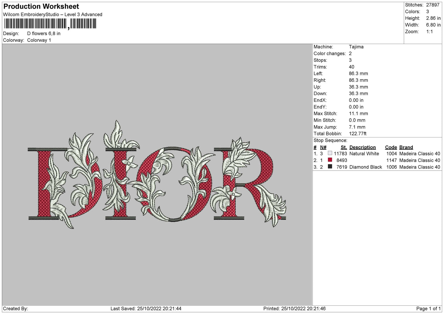 D Flowers 02 Embroidery File 6 sizes