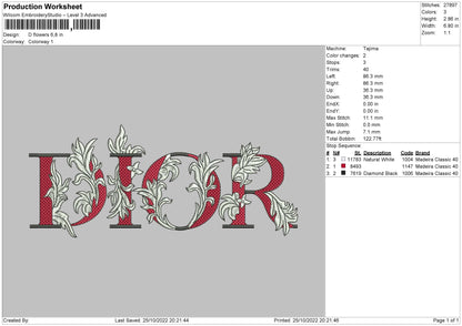 D Flowers 02 Embroidery File 6 sizes
