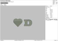D Heart Embroidery File 6 sizes