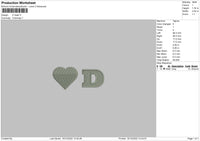 D Heart Embroidery File 6 sizes