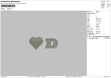 D Heart Embroidery File 6 sizes