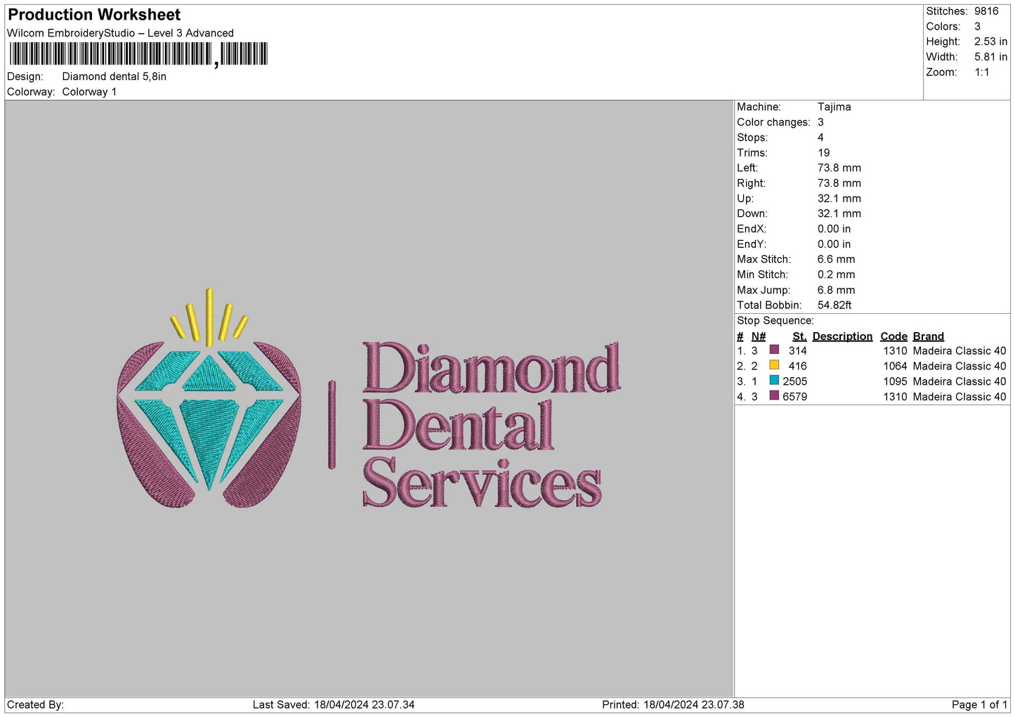 Diamondtext Embroidery File 6 sizes