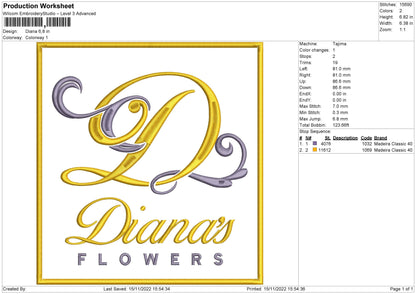 Diana Embroidery File 6 sizes