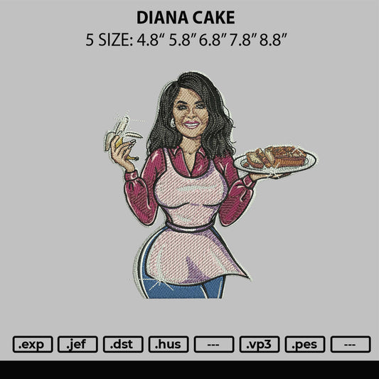 Diana Cake Embroidery File 6 sizes