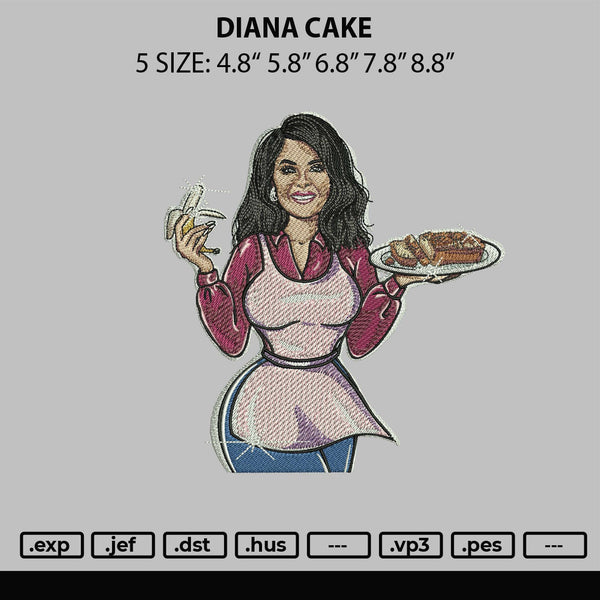 Diana Cake Embroidery File 6 sizes
