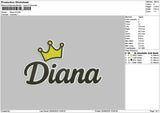 Dianatext V3 Embroidery File 6 sizes