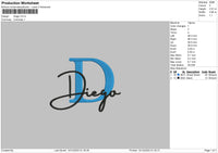 Diegotext Embroidery File 6 sizes