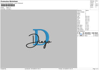Diegotext Embroidery File 6 sizes