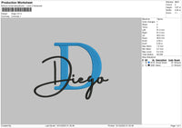 Diegotext Embroidery File 6 sizes