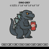 Dino Grey Embroidery File 6 sizes